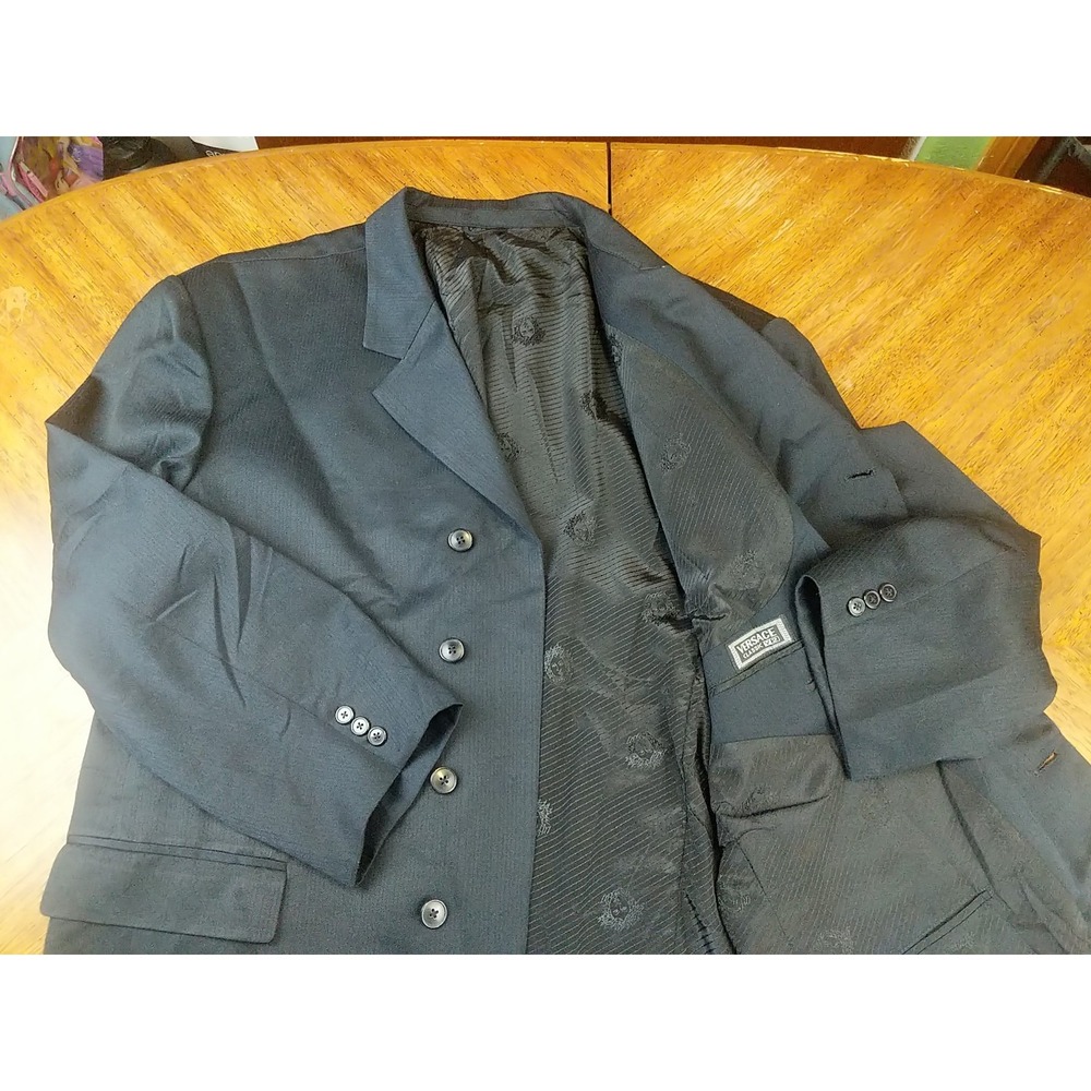 Versace Classic V2 Navy Blue 4 Button Formal Blazer Suit Jacket See Measurements